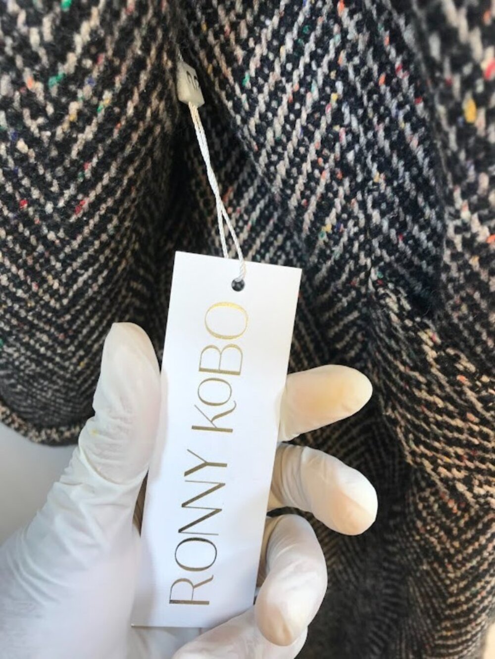 NWT Ronny Kobo Women's Kiki Charcoal Herringbone Coat Large - Picture 9 of 9